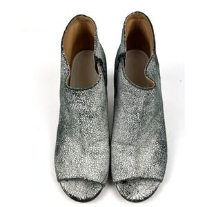 Maison Martin Margiela Open Toe Bootie‎ 39.5 Suede Zip Up Black White Crackle 9